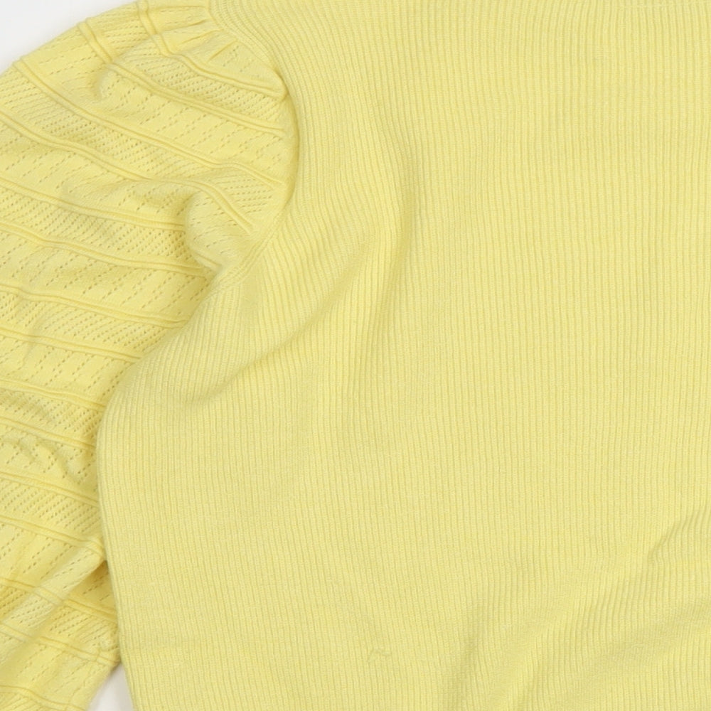 Marks and Spencer Womens Yellow Crew Neck Acrylic Pullover Jumper Size 12