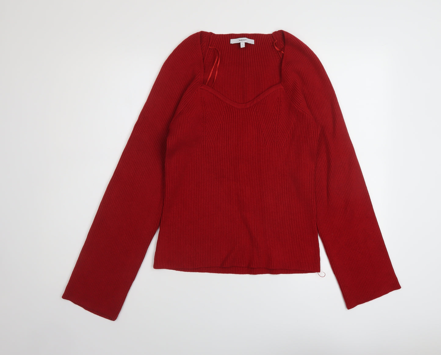 NEXT Womens Red V-Neck Viscose Pullover Jumper Size L