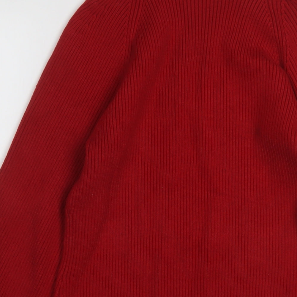 NEXT Womens Red V-Neck Viscose Pullover Jumper Size L