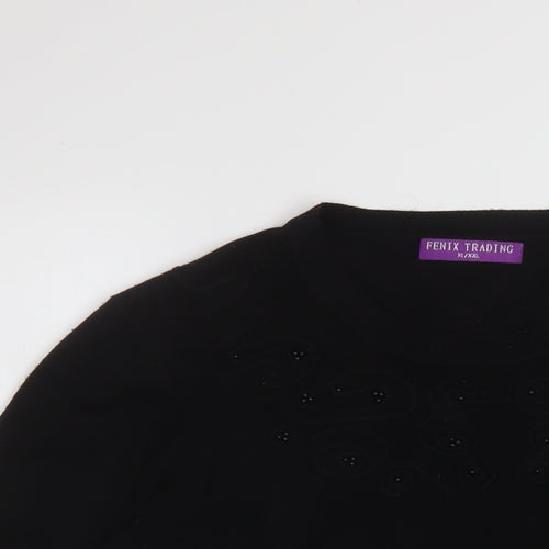 Fenix Trading Womens Black Round Neck Acrylic Pullover Jumper Size XL