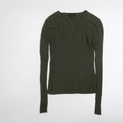 New Look Womens Green Round Neck Viscose Pullover Jumper Size 10