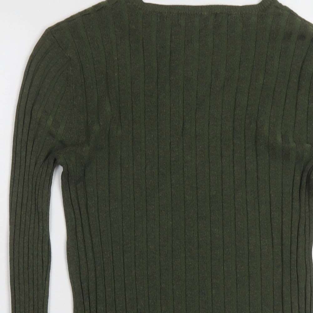 New Look Womens Green Round Neck Viscose Pullover Jumper Size 10