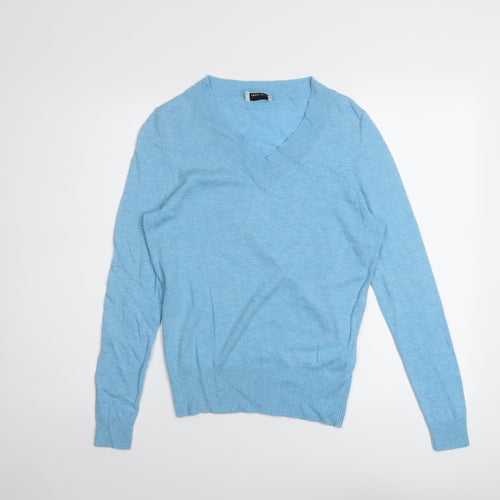 FRANK WALDER Womens Blue V-Neck Modal Pullover Jumper Size 12
