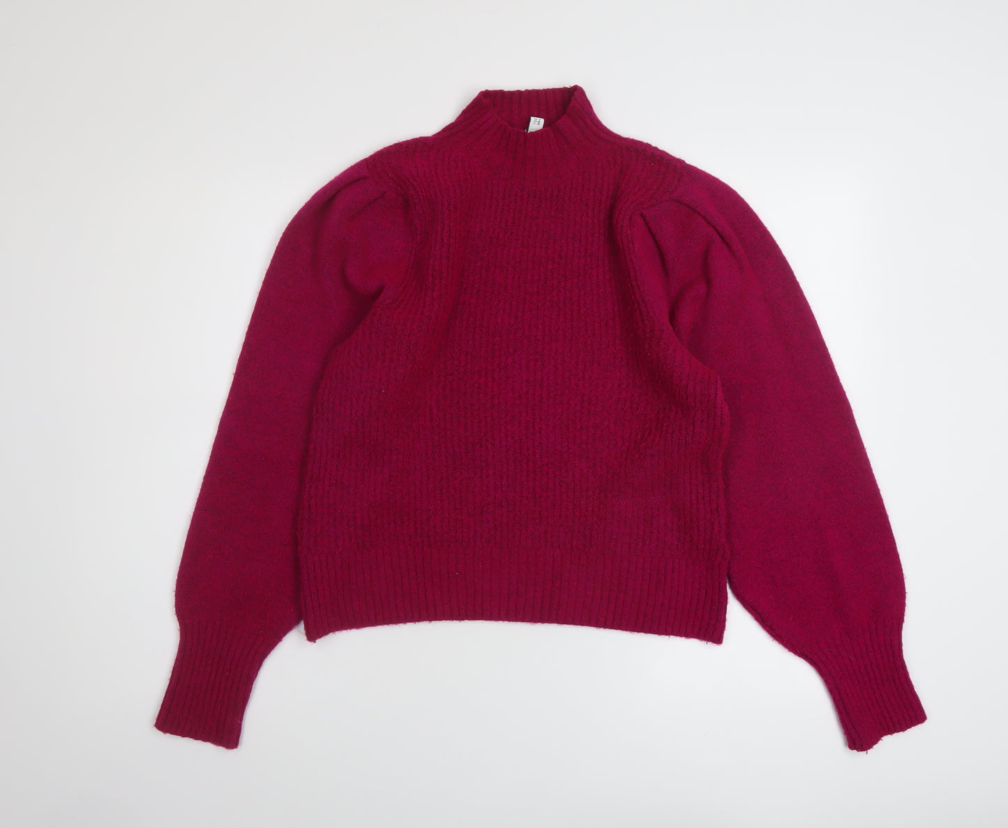 Warehouse Womens Pink Mock Neck Acrylic Pullover Jumper Size 12