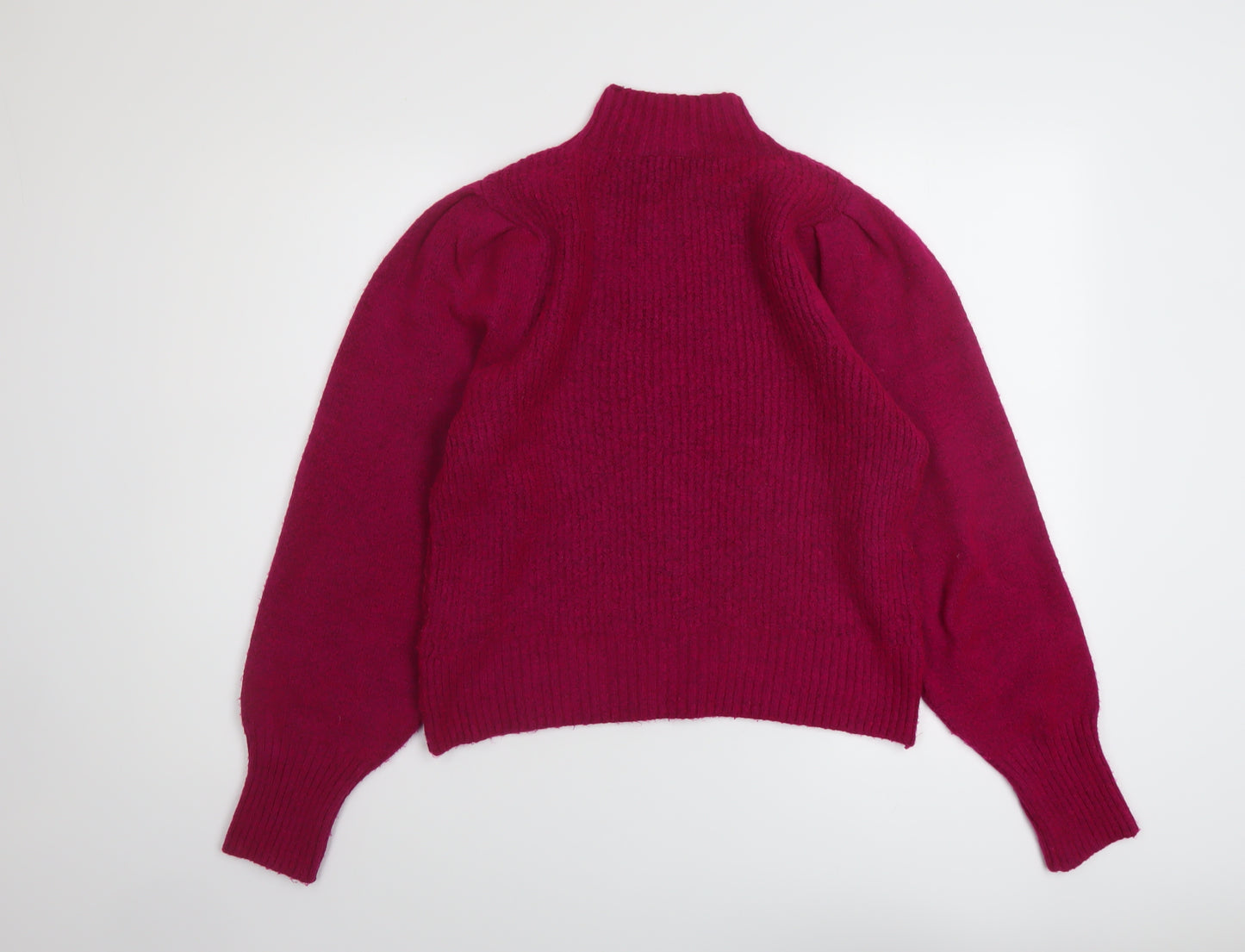 Warehouse Womens Pink Mock Neck Acrylic Pullover Jumper Size 12