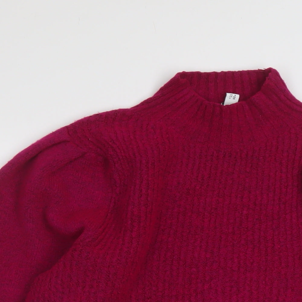 Warehouse Womens Pink Mock Neck Acrylic Pullover Jumper Size 12