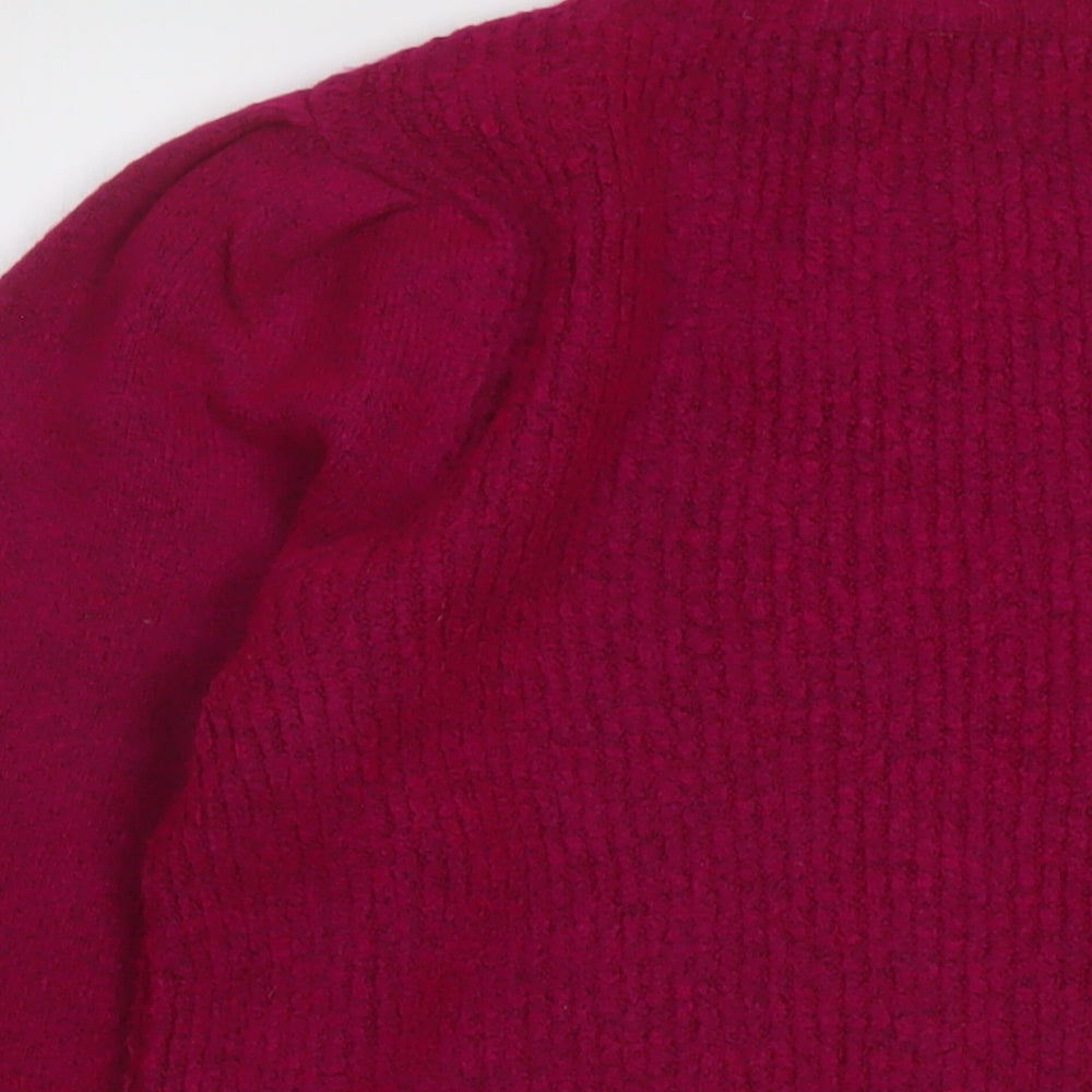 Warehouse Womens Pink Mock Neck Acrylic Pullover Jumper Size 12