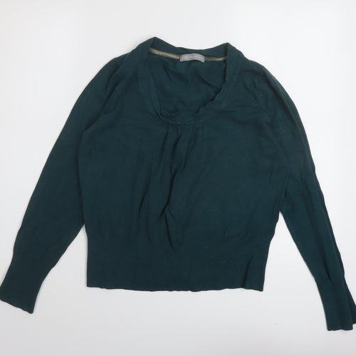 Marks and Spencer Womens Green Round Neck Viscose Pullover Jumper Size 14