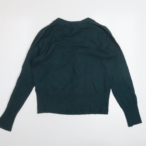 Marks and Spencer Womens Green Round Neck Viscose Pullover Jumper Size 14