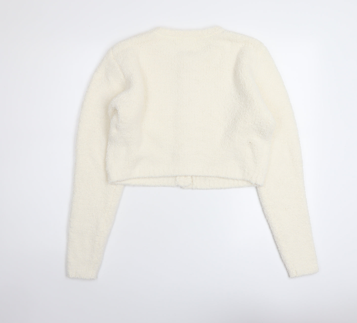Missguided Womens Ivory Crew Neck Acrylic Cardigan Jumper Size 10