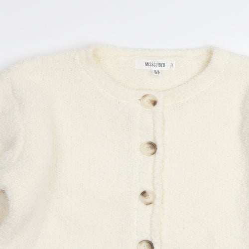 Missguided Womens Ivory Crew Neck Acrylic Cardigan Jumper Size 10