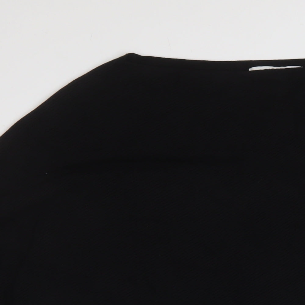 Zara Womens Black Boat Neck Viscose Pullover Jumper Size L