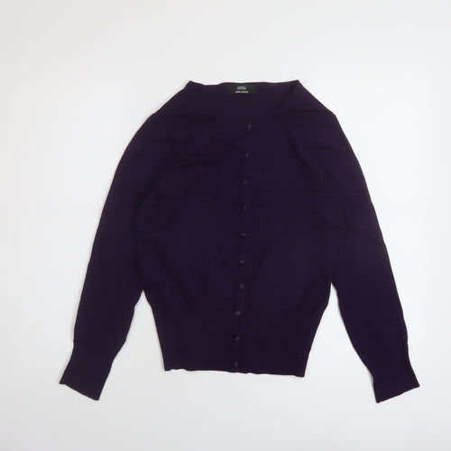 Marks and Spencer Womens Purple Crew Neck Viscose Cardigan Jumper Size 8