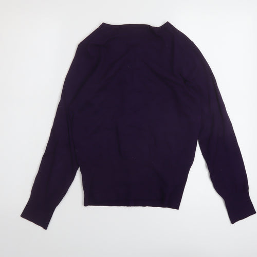 Marks and Spencer Womens Purple Crew Neck Viscose Cardigan Jumper Size 8