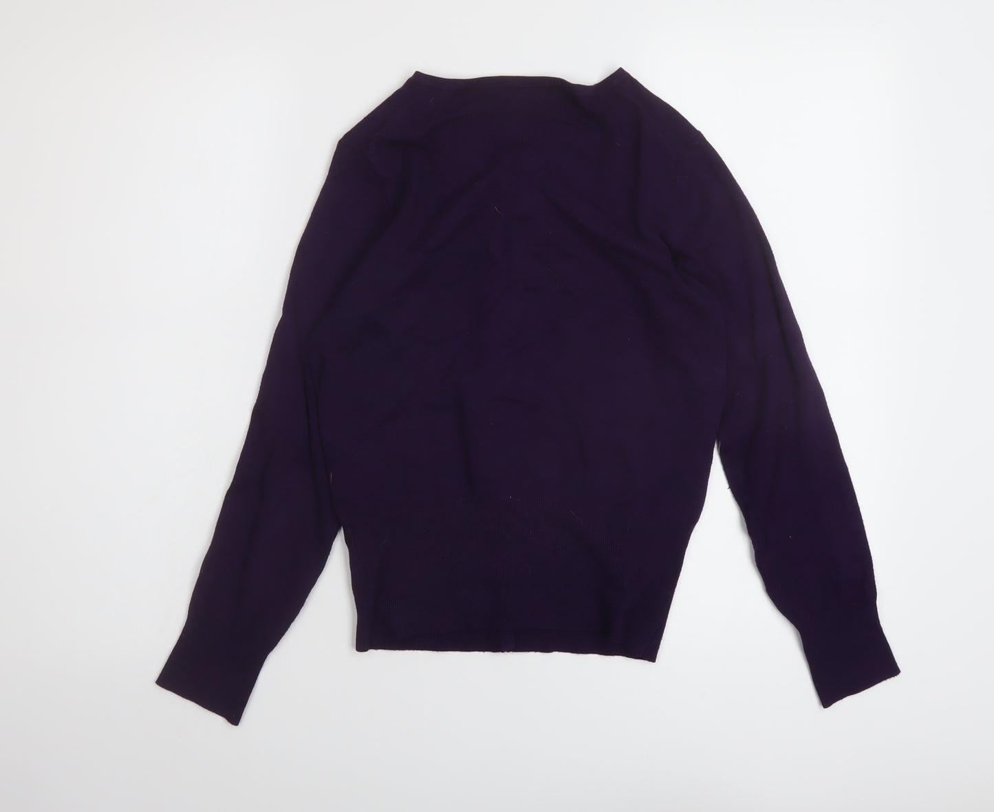 Marks and Spencer Womens Purple Crew Neck Viscose Cardigan Jumper Size 8