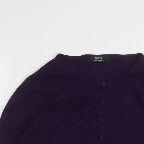 Marks and Spencer Womens Purple Crew Neck Viscose Cardigan Jumper Size 8
