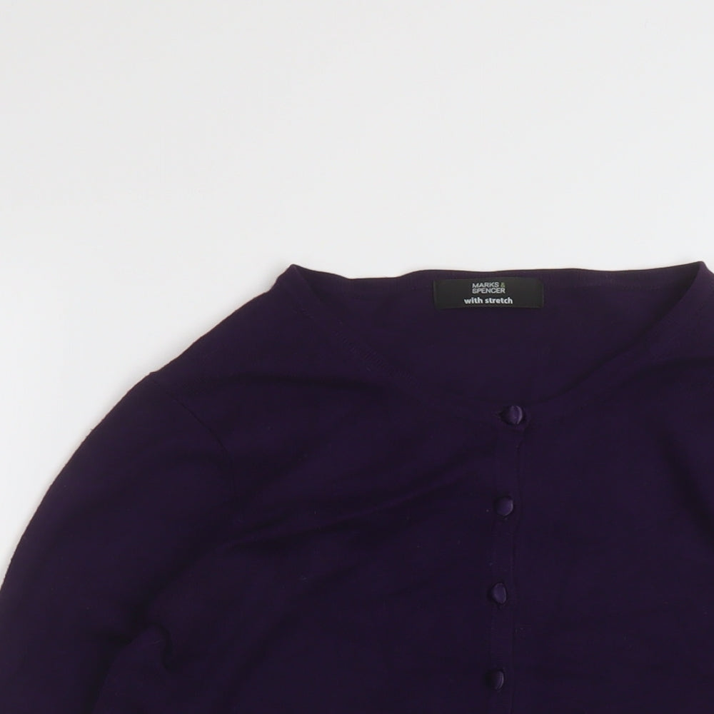 Marks and Spencer Womens Purple Crew Neck Viscose Cardigan Jumper Size 8
