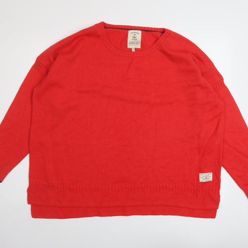 Joules Womens Red Round Neck Cotton Pullover Jumper Size 20