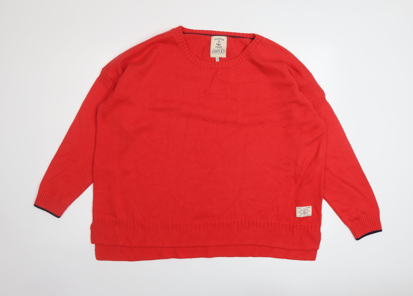Joules Womens Red Round Neck Cotton Pullover Jumper Size 20