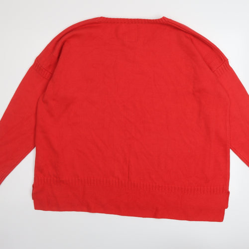 Joules Womens Red Round Neck Cotton Pullover Jumper Size 20
