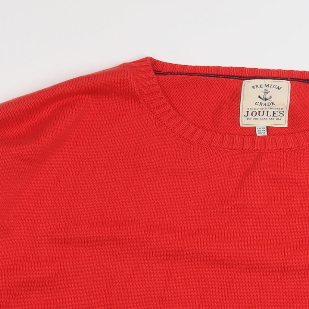 Joules Womens Red Round Neck Cotton Pullover Jumper Size 20