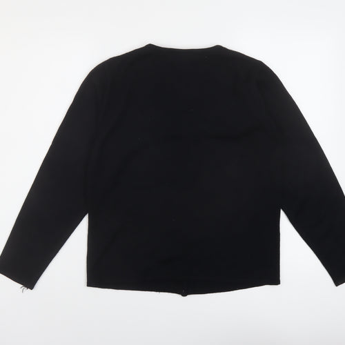 MACKAYS Womens Black Round Neck Acrylic Cardigan Jumper Size S