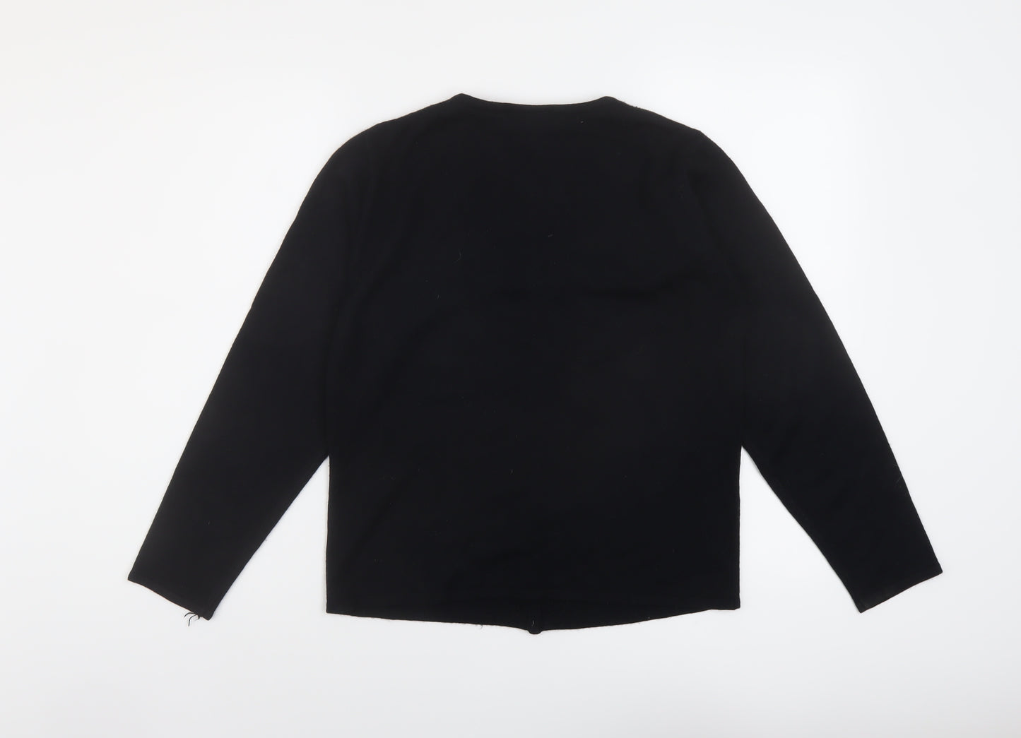 MACKAYS Womens Black Round Neck Acrylic Cardigan Jumper Size S