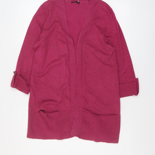 M&Co Womens Purple V-Neck Viscose Cardigan Jumper Size 12