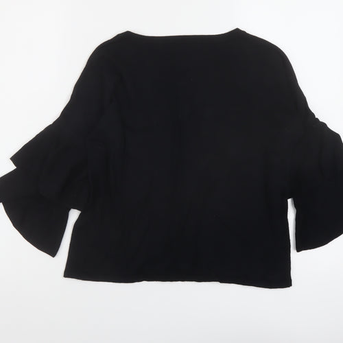 Marks and Spencer Womens Black Boat Neck Viscose Pullover Jumper Size 10