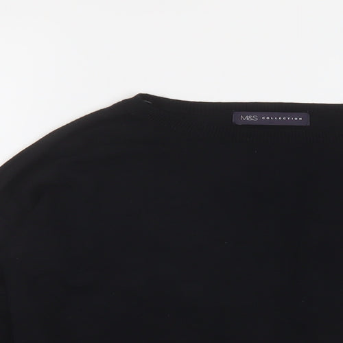 Marks and Spencer Womens Black Boat Neck Viscose Pullover Jumper Size 10
