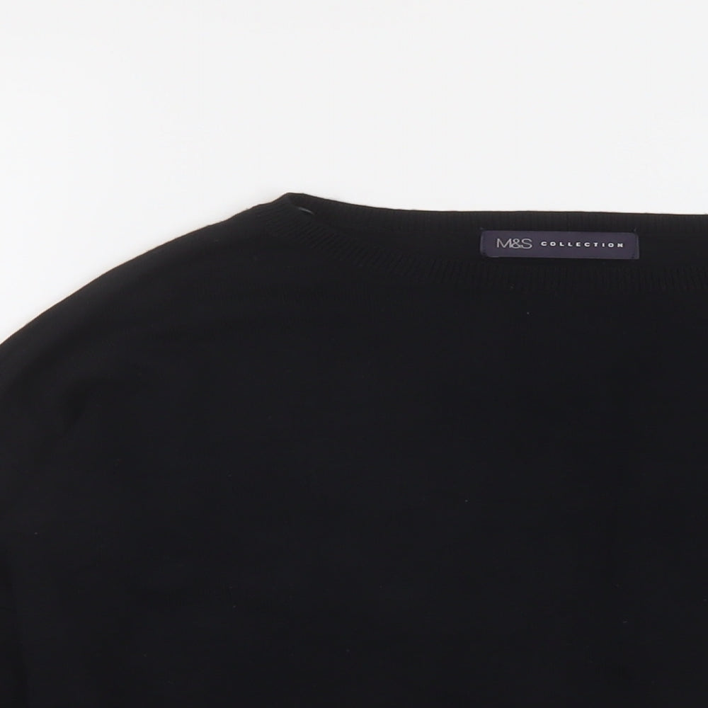 Marks and Spencer Womens Black Boat Neck Viscose Pullover Jumper Size 10