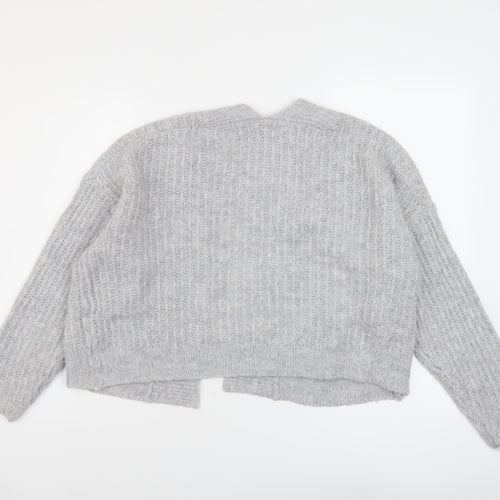 NEXT Womens Grey V-Neck Acrylic Cardigan Jumper Size XS