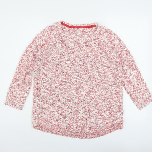 Wallius Womens Red Round Neck Cotton Pullover Jumper Size S