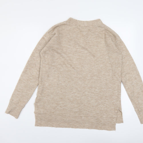Dorothy Perkins Womens Beige V-Neck Acrylic Pullover Jumper Size 8