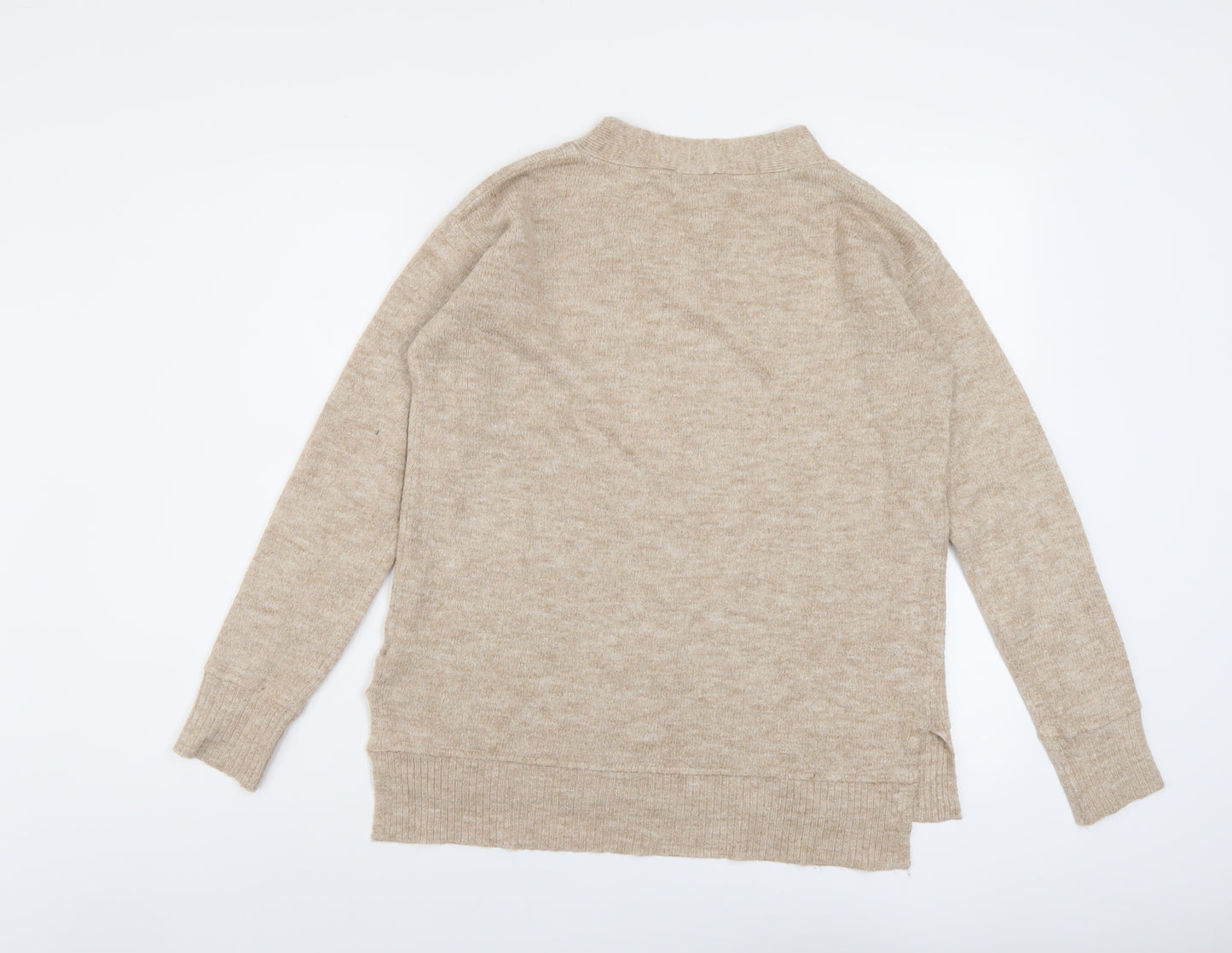 Dorothy Perkins Womens Beige V-Neck Acrylic Pullover Jumper Size 8