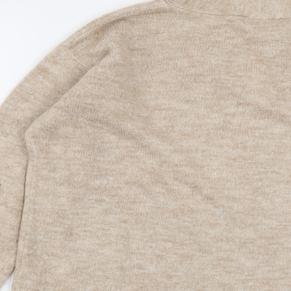 Dorothy Perkins Womens Beige V-Neck Acrylic Pullover Jumper Size 8
