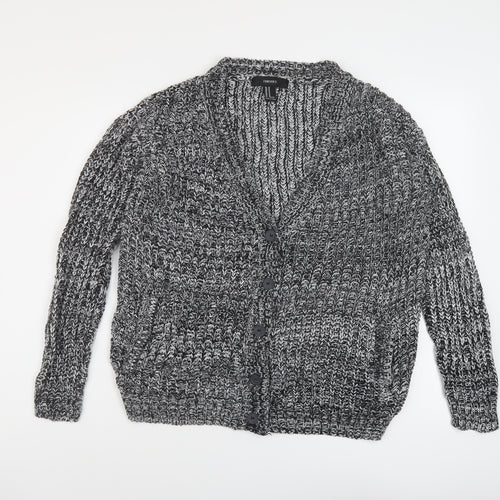 FOREVER 21 Womens Black V-Neck Acrylic Cardigan Jumper Size M