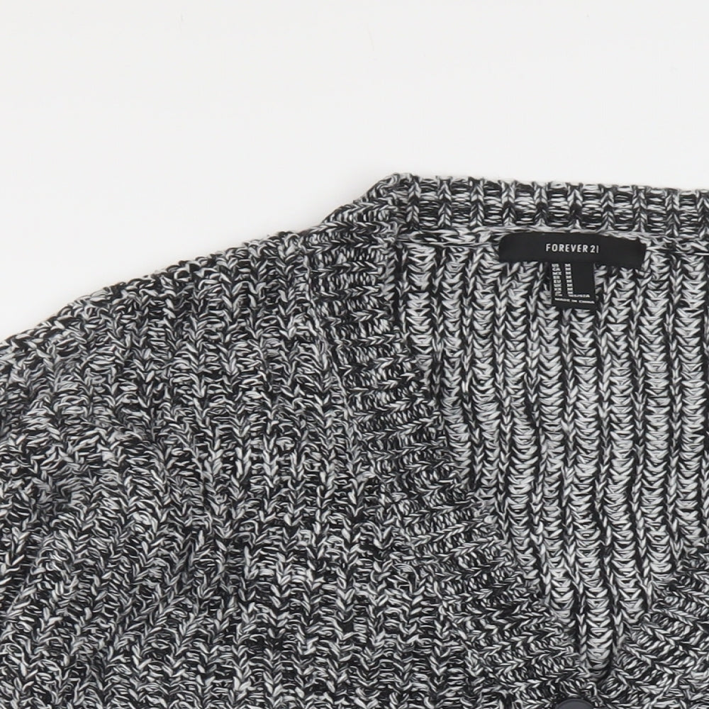 FOREVER 21 Womens Black V-Neck Acrylic Cardigan Jumper Size M