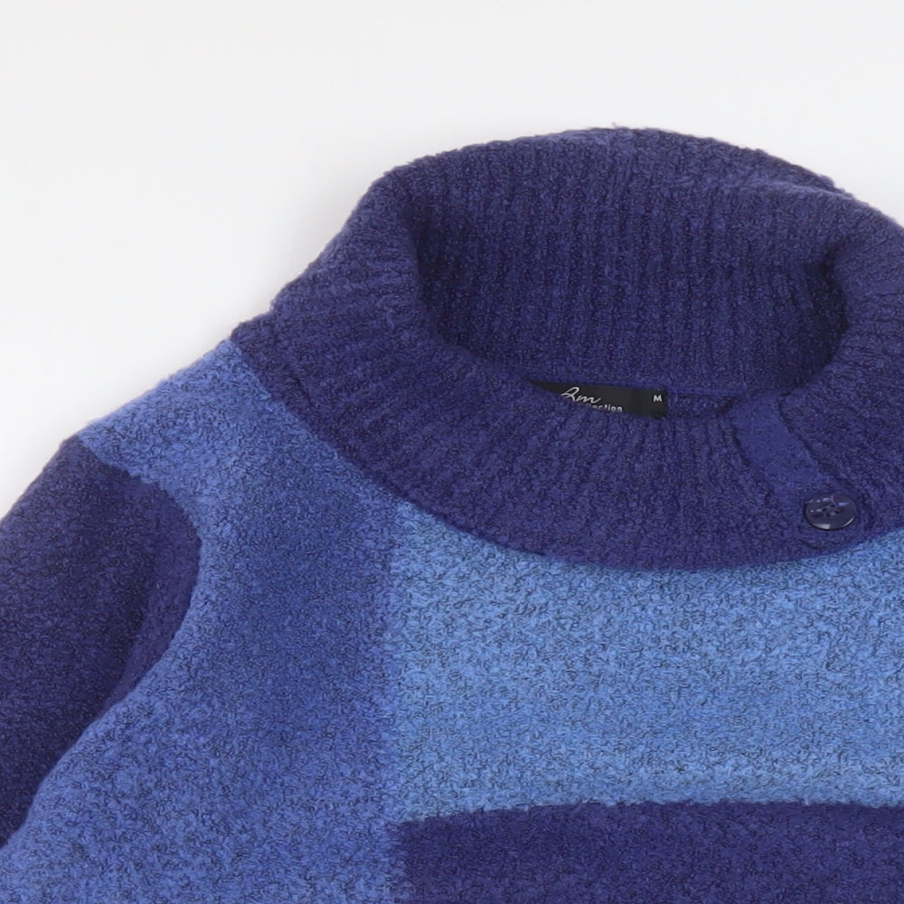 Bonmarché Womens Blue Roll Neck Acrylic Pullover Jumper Size M