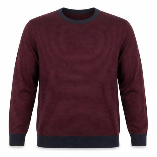 Blue Harbour Mens Red Round Neck Striped Acrylic Pullover Jumper Size L Long Sleeve