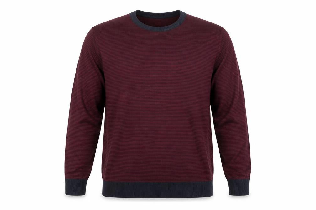 Blue Harbour Mens Red Round Neck Striped Acrylic Pullover Jumper Size L Long Sleeve