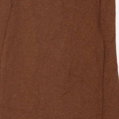 Wallis Womens Brown Acrylic Jumper Dress Size S V-Neck Pullover