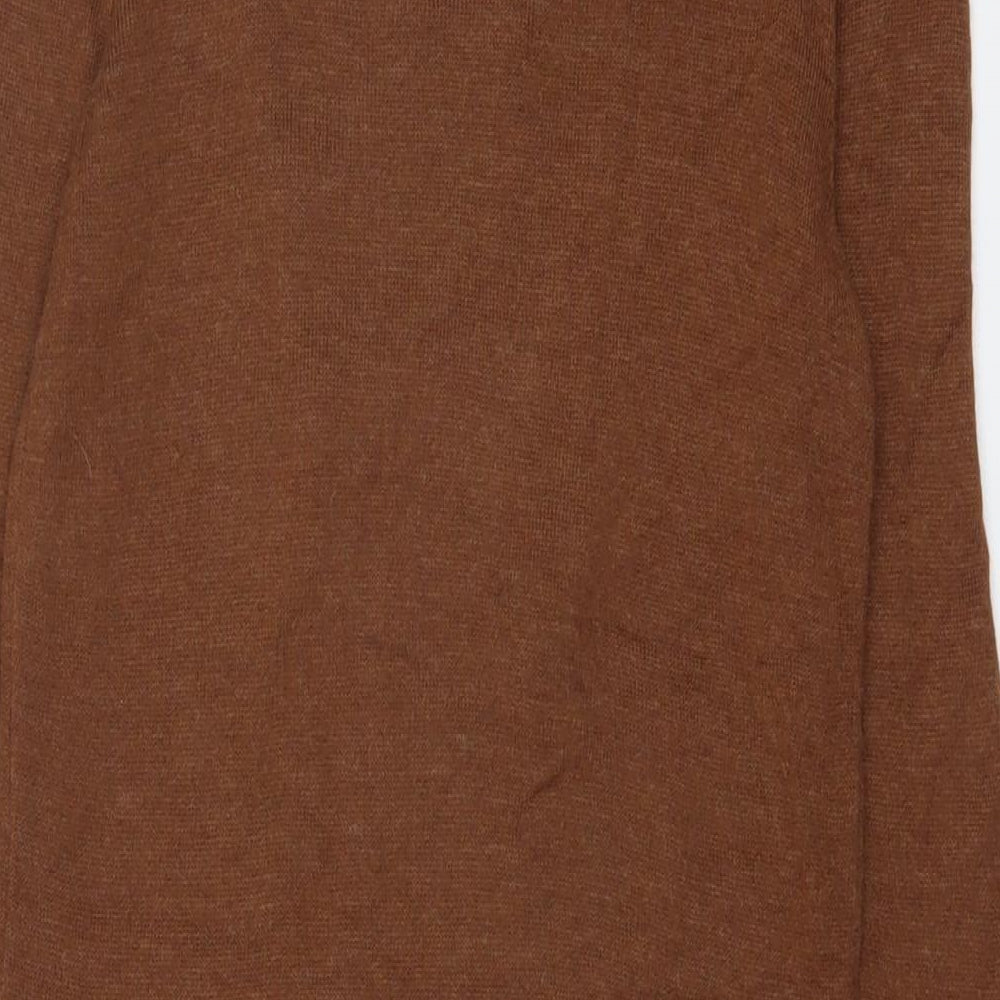 Wallis Womens Brown Acrylic Jumper Dress Size S V-Neck Pullover