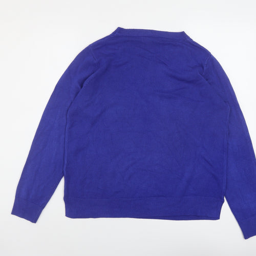 Marks and Spencer Womens Blue Round Neck Acrylic Pullover Jumper Size 16