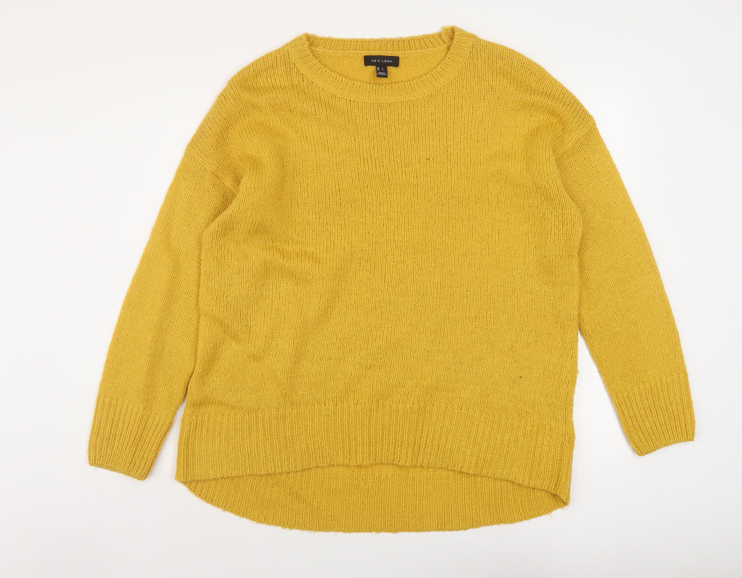 New Look Womens Yellow Round Neck Acrylic Pullover Jumper Size L