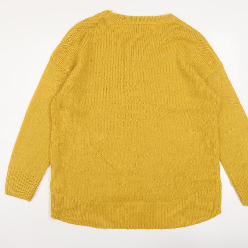 New Look Womens Yellow Round Neck Acrylic Pullover Jumper Size L