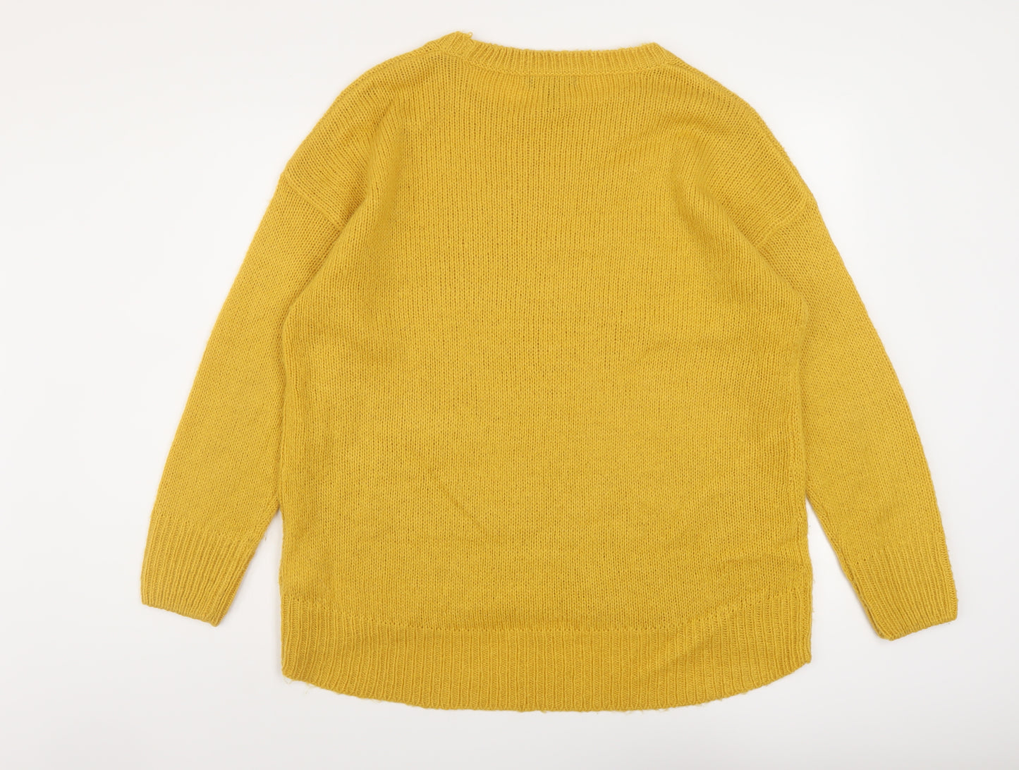 New Look Womens Yellow Round Neck Acrylic Pullover Jumper Size L