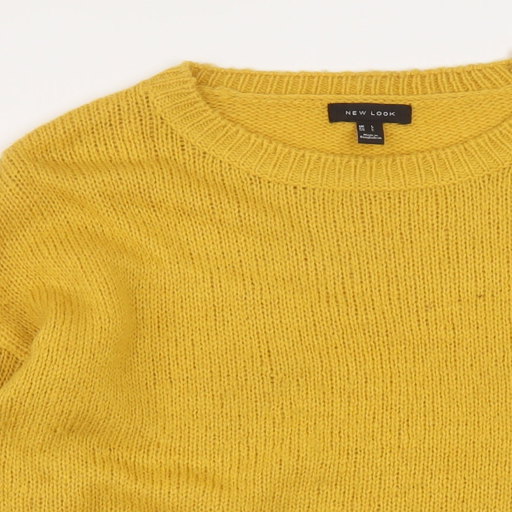 New Look Womens Yellow Round Neck Acrylic Pullover Jumper Size L