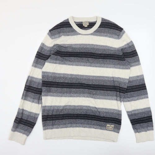 NEXT Mens Multicoloured Crew Neck Striped Cotton Pullover Jumper Size L Long Sleeve