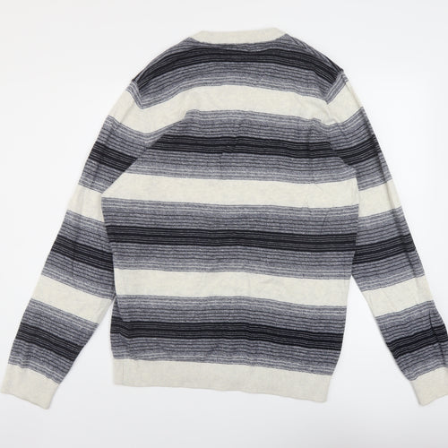 NEXT Mens Multicoloured Crew Neck Striped Cotton Pullover Jumper Size L Long Sleeve